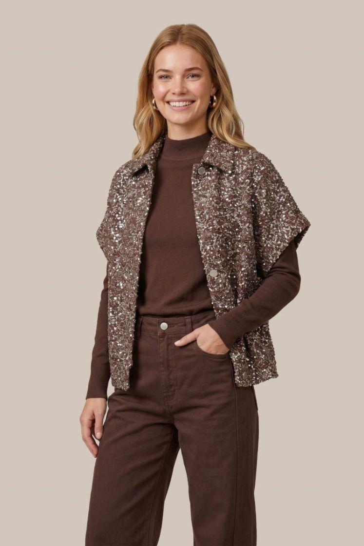 Gilet C&S THE LABEL 522999 MOCHA BR
