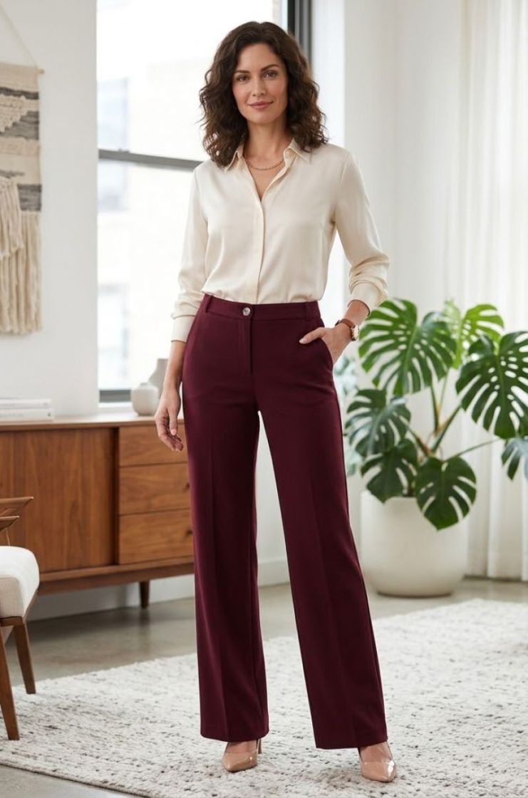 Broek SHEGOESLALA 0983 AUBERGINE